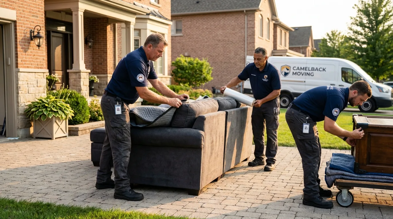 Large estate moving crew wrapping furniture in Sesser, IL